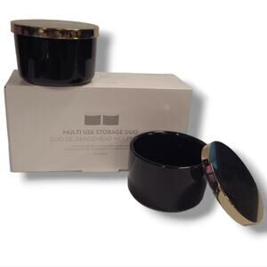 ZGallerie Black & Gold Multi Use Ceramic Storage Duo - Beauty Decor Office Home